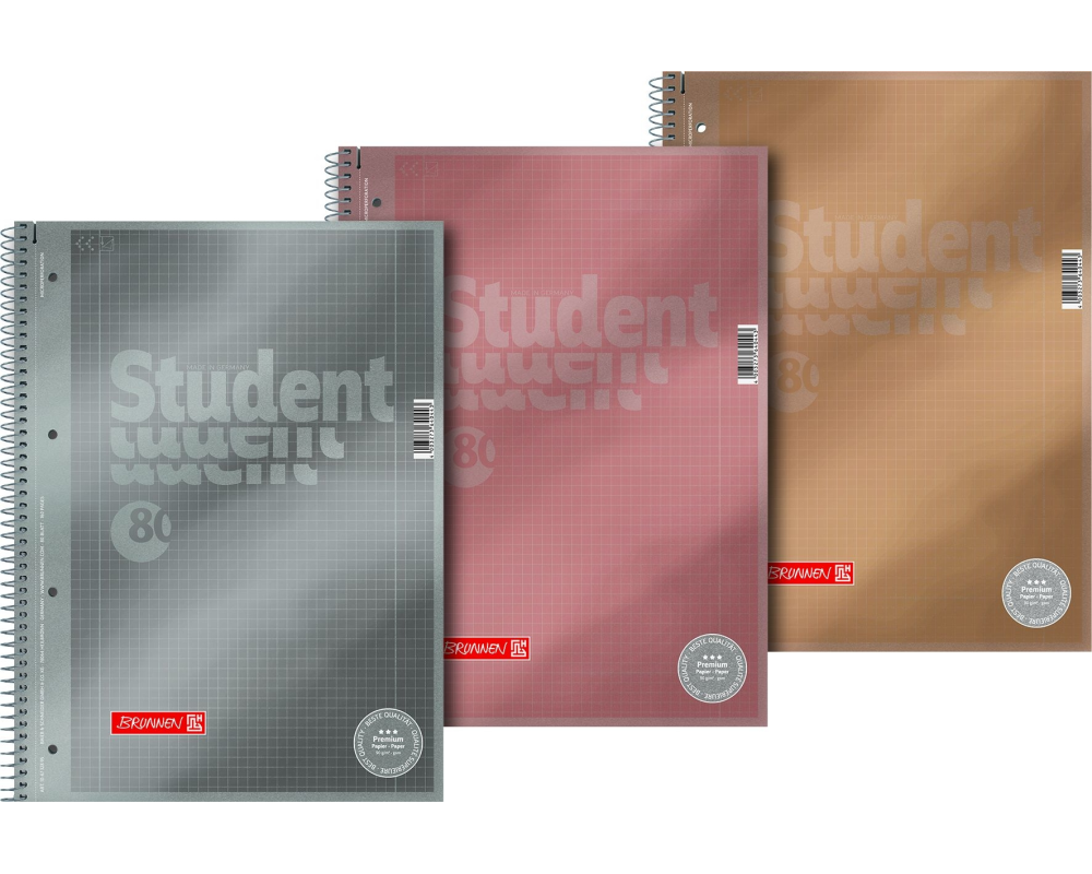 BRUNNEN Collegeblock Premium A4 106732895 5mm kariert ass. 80 Blatt