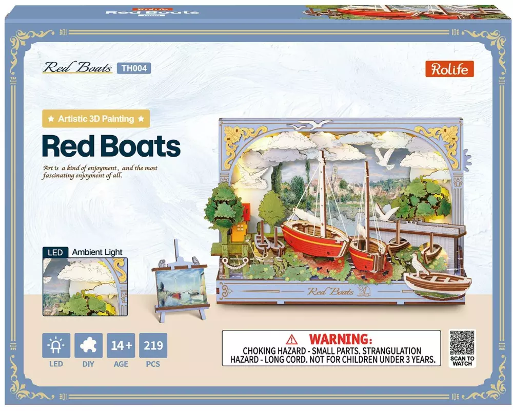 Rowood Rowood Red Boats 3D-Wandbild Holz
