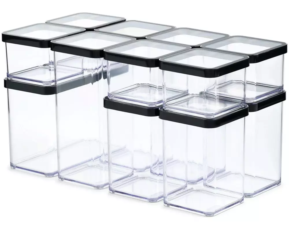 Rotho Set Premium Dosen 12 tlg. Loft 12 l, Schwarz