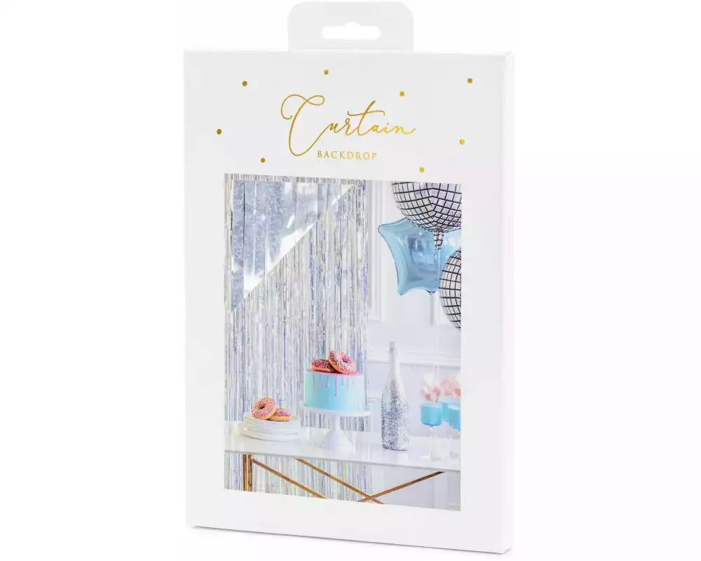 Partydeco Partyaccessoire Vorhang 90 x 250 cm, Silber/Rosa