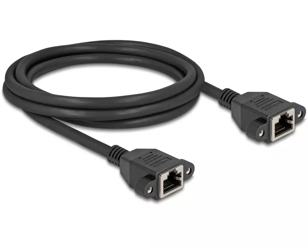 Delock Patchkabel Verlängerungskabel Cat 6A, S/FTP, 2 m, Schwarz
