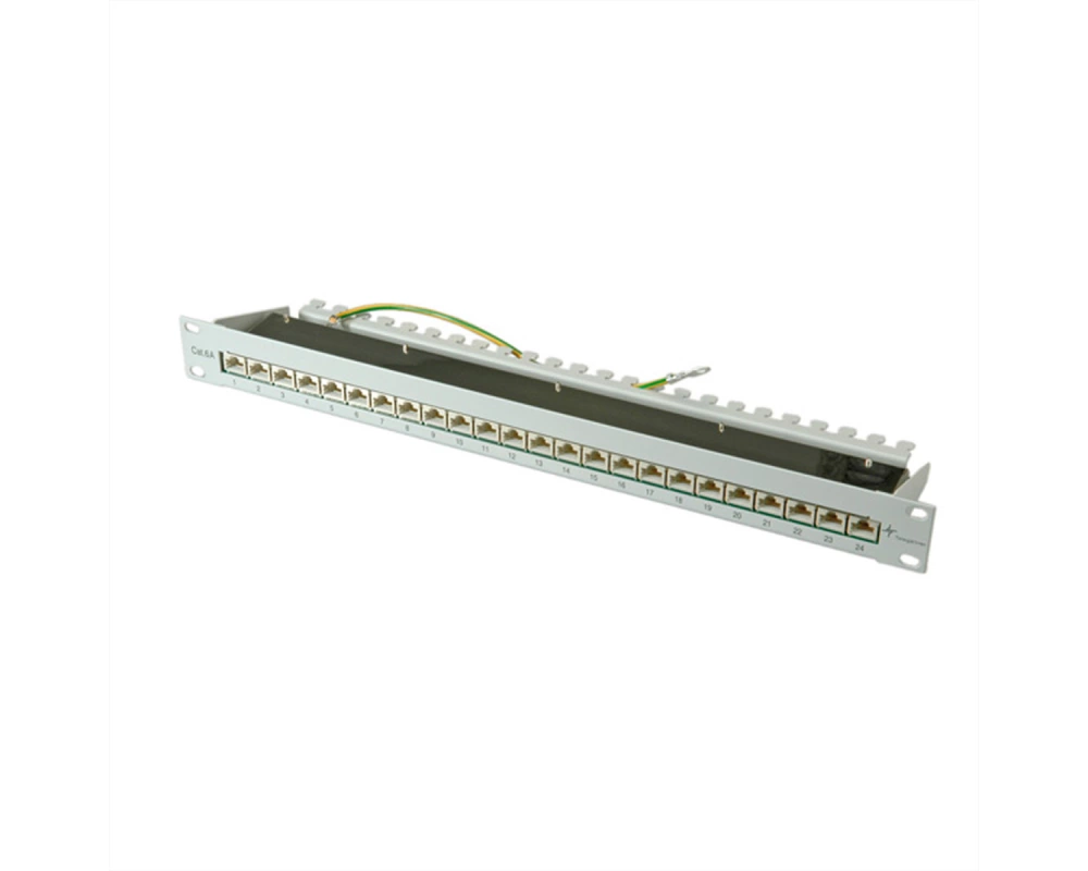 TELEGÄRTNER 19"-Verteiler MPP24 1 HE, Cat.6A (Class EA) (ISO/IEC), 24 Ports, grau