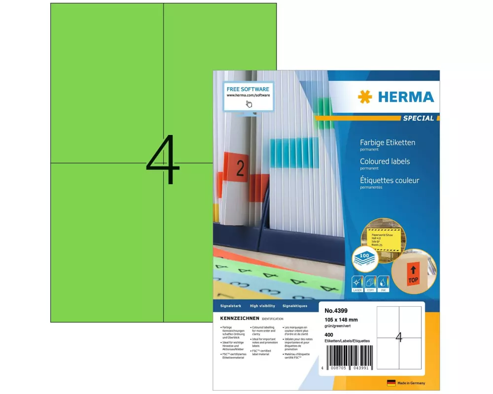 HERMA Universal-Etiketten 105 x 148 mm Grün, 400 Etiketten