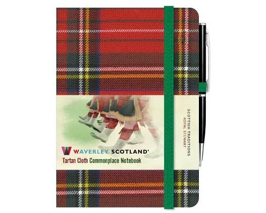 Waverley Tartan Cloth Commonplace Notebooks: Royal Stewart Tartan Cloth Mini Notebook with Pen