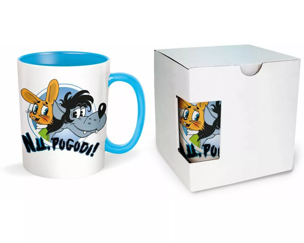 Trötsch Tasse Hase & Wolf Nu pogodi Nu pagadi Keramiktasse weiß/blau