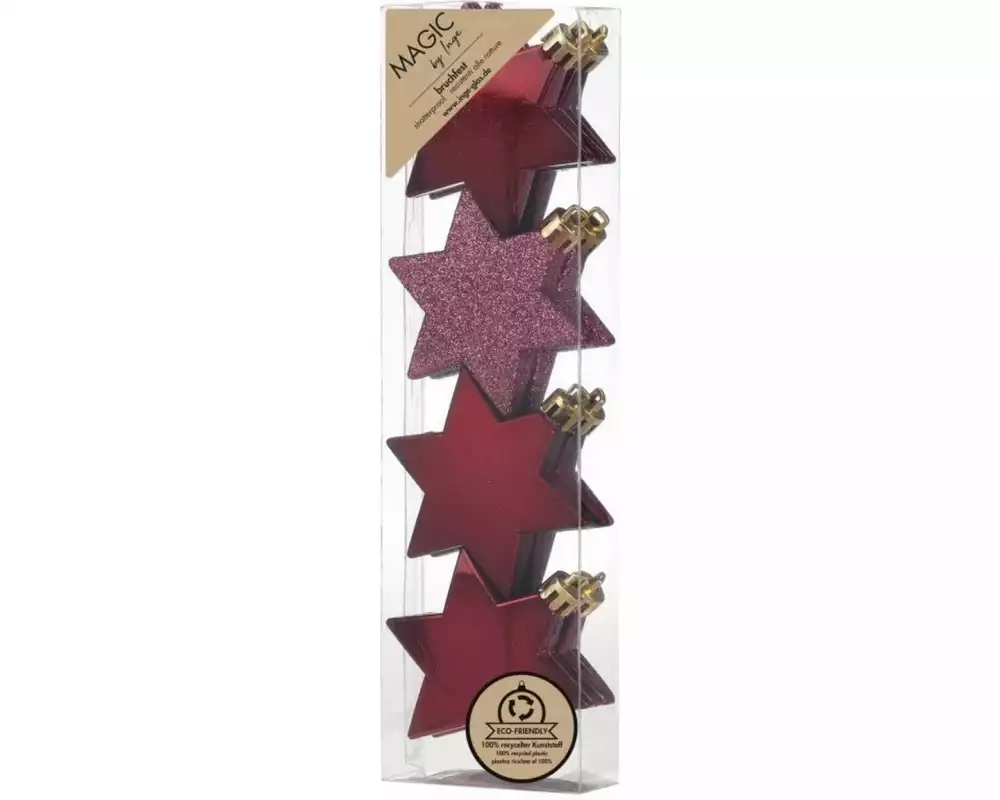 INGES CHRISTMAS DECOR Weihnachtsschmuck Stern 8 Stück, Bordeaux