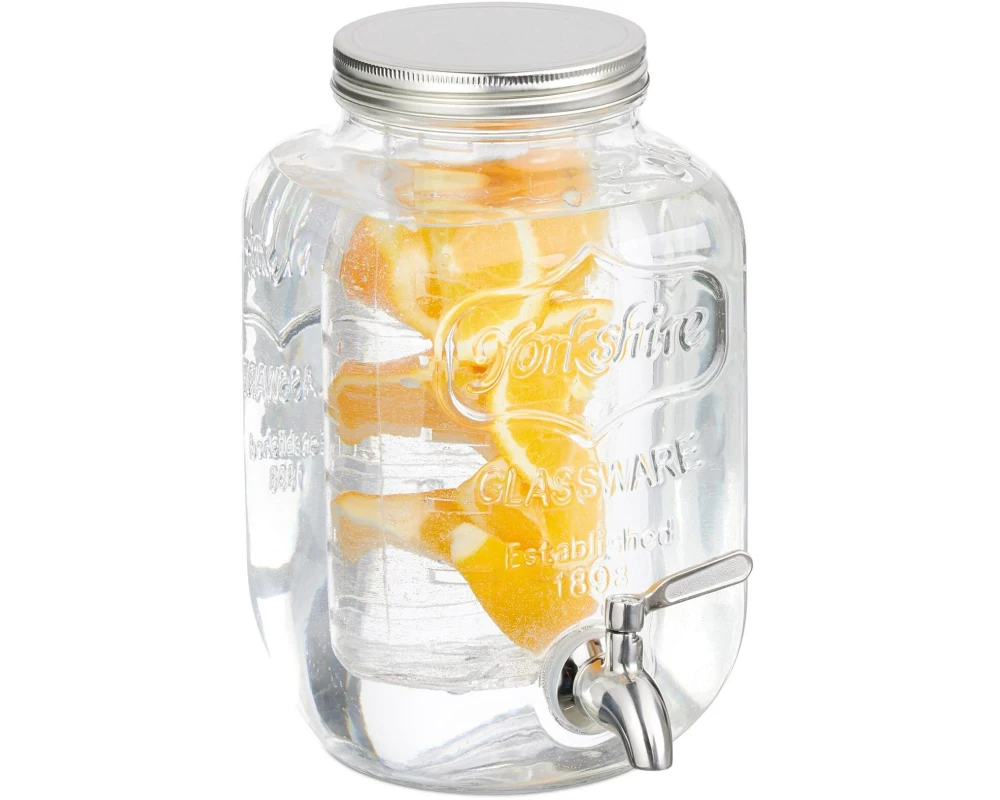 relaxdays Getränkespender mit Fruchteinsatz 4 Liter