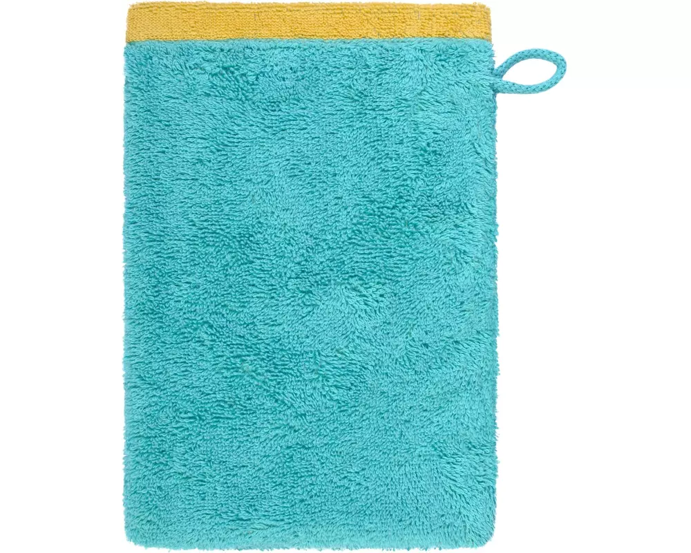 Cawö Waschhandschuh Lifestyle Splash 16 x 22 cm, Türkis/Apricot