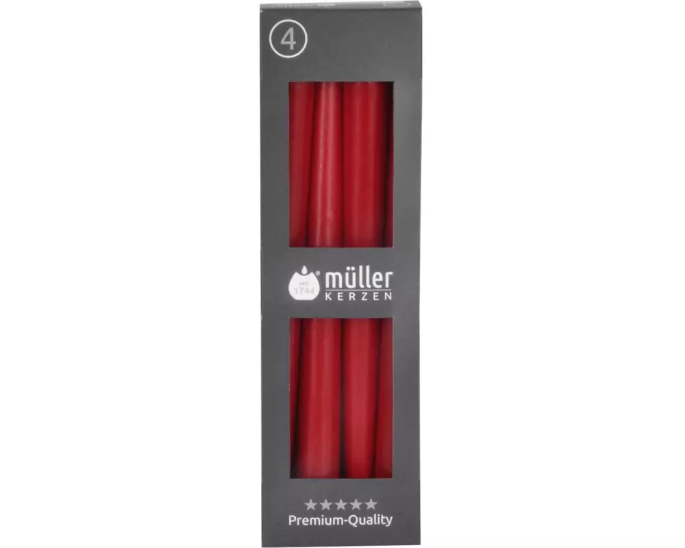 müller Kerzen Etoilekerze 24.5 x 2.2 cm, Rot, 4 Stück