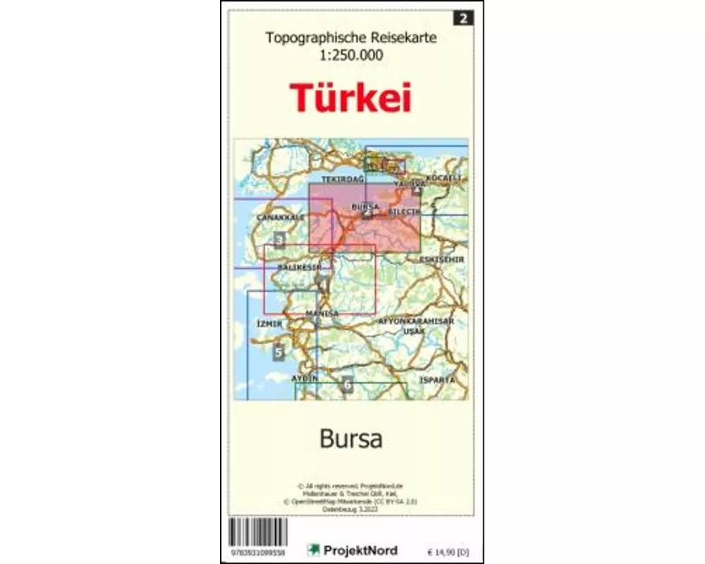 Bursa - Topographische Reisekarte 1:250.000 Türkei (Blatt 2)