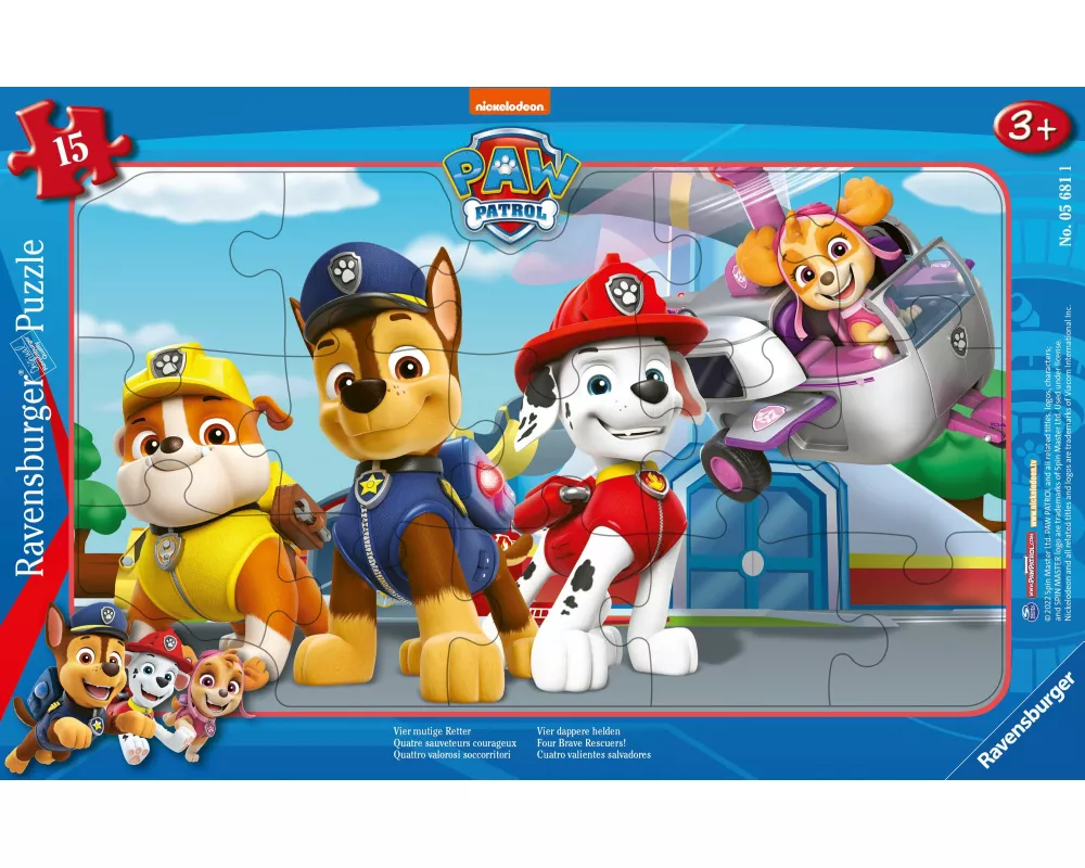 Kinderpuzzle 15 Teile - Paw Patrol - Vier mutige Retter