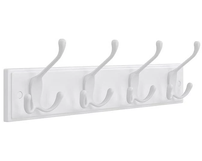 Songmics Garderobe mit 4 Haken 40 cm x 11 cm, Weiss