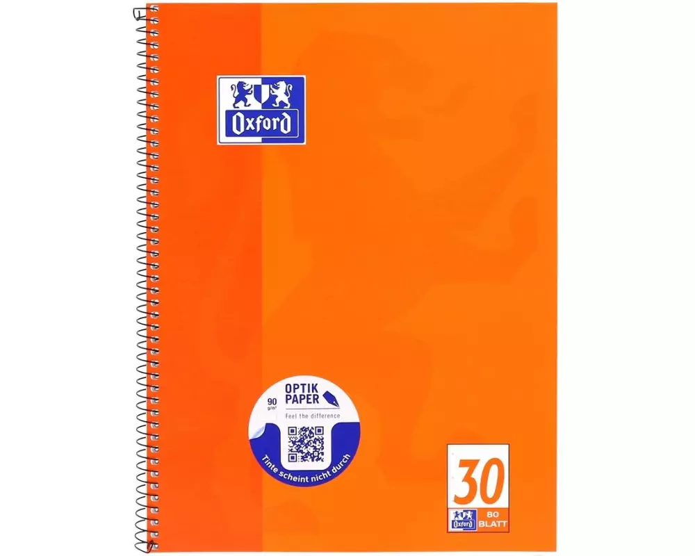 Oxford Schulheft Collegeblock A4+, blanko, Orange