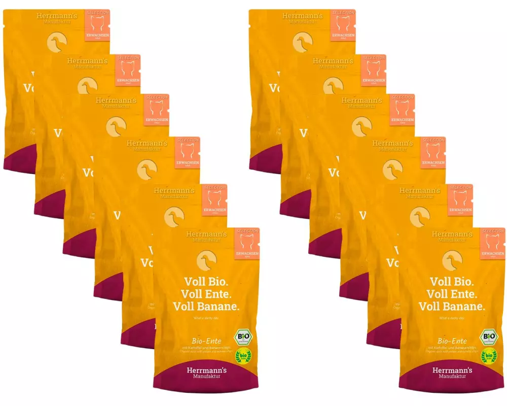 Herrmann's Bio-Nassfutter Bio Ente mit Kartoffeln und Banane 12 x 100 g