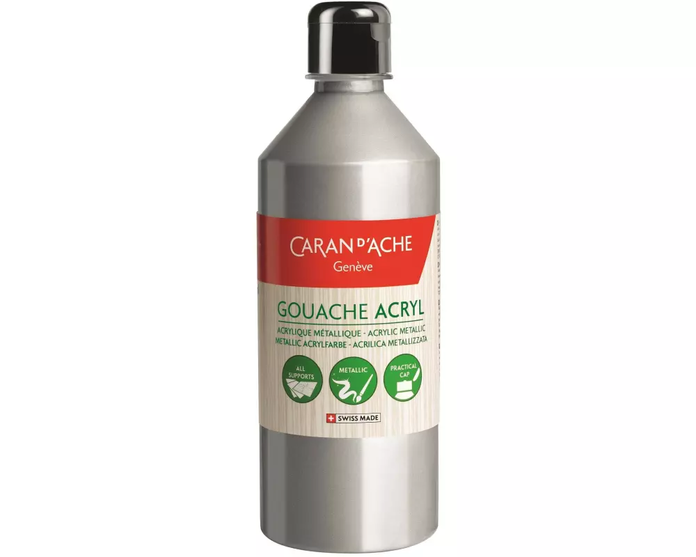 Caran d'Ache Acrylfarbe Gouache 500 ml, Silber