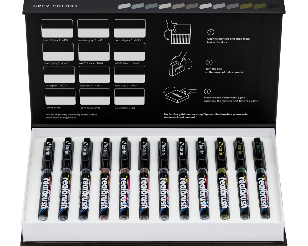 KARIN Real Brush Pen 0.4mm 33C2 Pigment , Graue Farben
