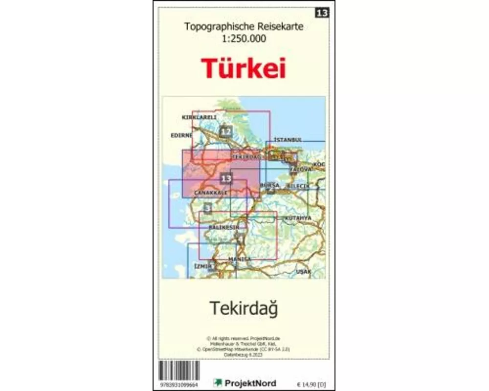 Tekirdag - Topographische Reisekarte 1:250.000 Türkei (Blatt 13)