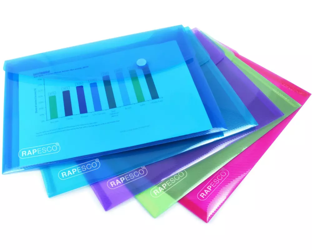 Rapesco Dokumentenmappe A5, assortierte Farben, 25 Stück