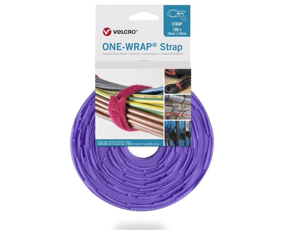 VELCRO One Wrap Strap 20mm x 330mm, 100 Stück, violett