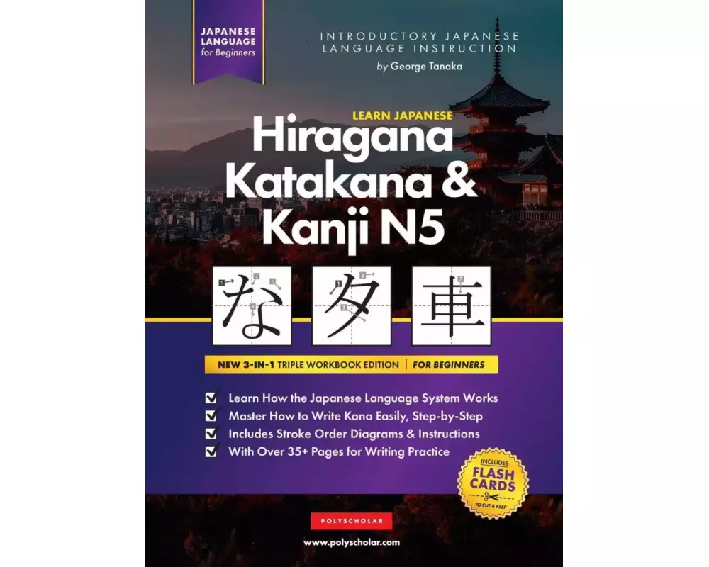 Learn Japanese Hiragana, Katakana and Kanji N5 - Workbook for Beginners