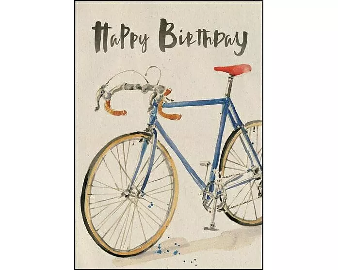 Doppelkarte. Let's go green. Happy Birthday (Rennrad)