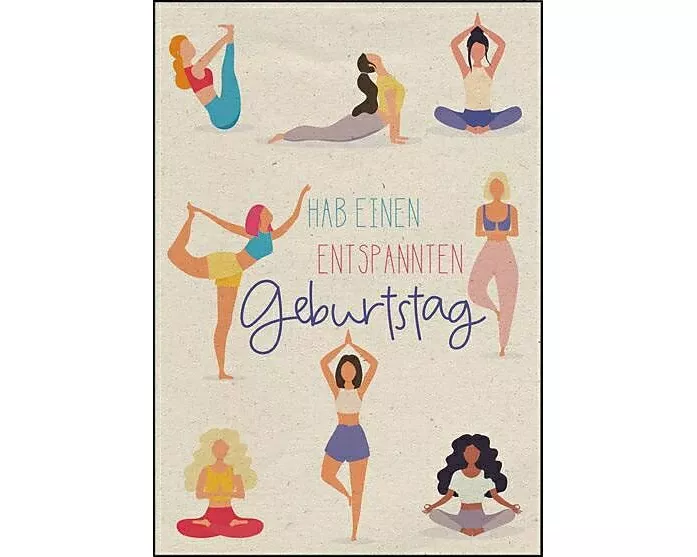 Doppelkarte. Let's go green. Einen entspannten Geburtstag (Yoga)
