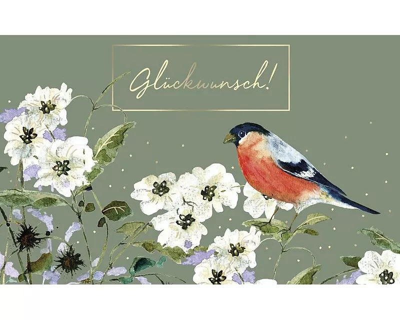 Doppelkarte. Vogel auf Grün