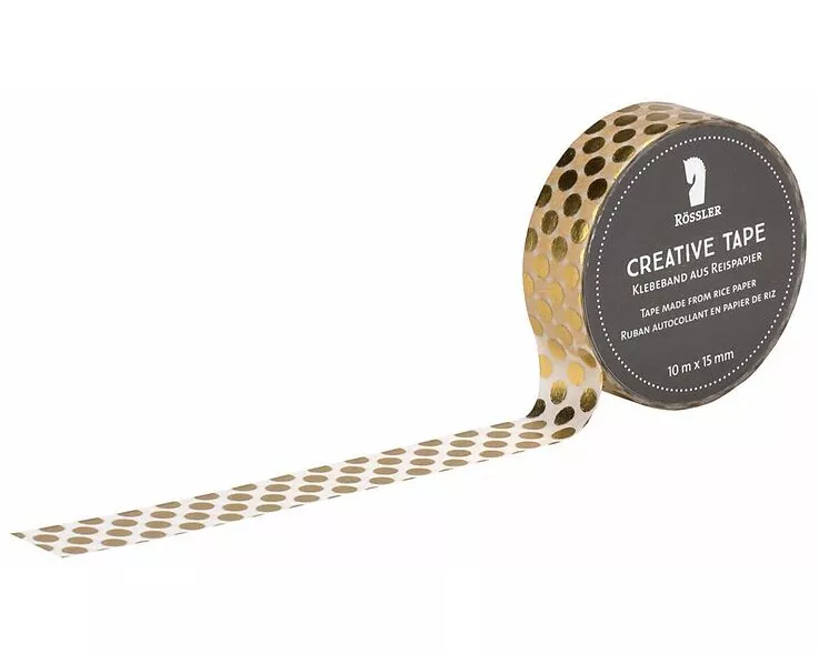 Creative Tape HF/gold große Polkas - 10m x 15 mm
