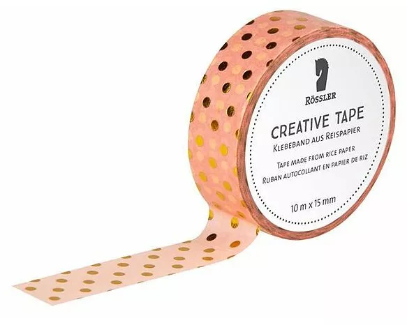 Creative Tape HF/gold Dots auf Rosé - 10m x 15 mm