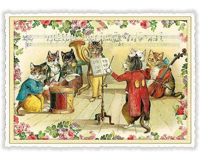 Postkarte / Katzenkonzert / quer / blanko