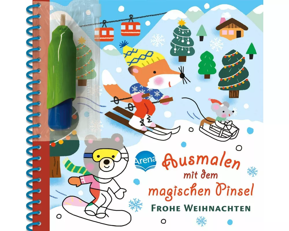 Ausmalen mit dem magischen Pinsel. Frohe Weihnachten