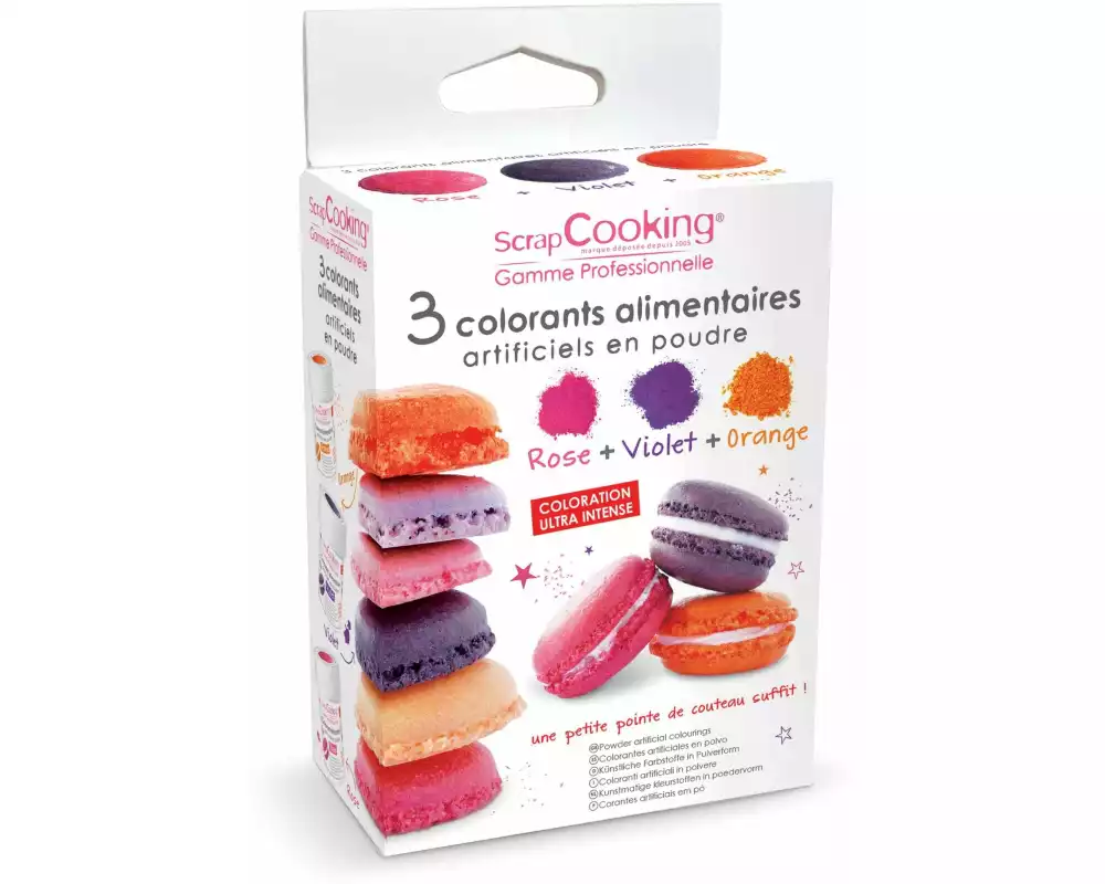 ScrapCooking Lebensmittelfarbenpulver Set Orange/Rosa/Violett