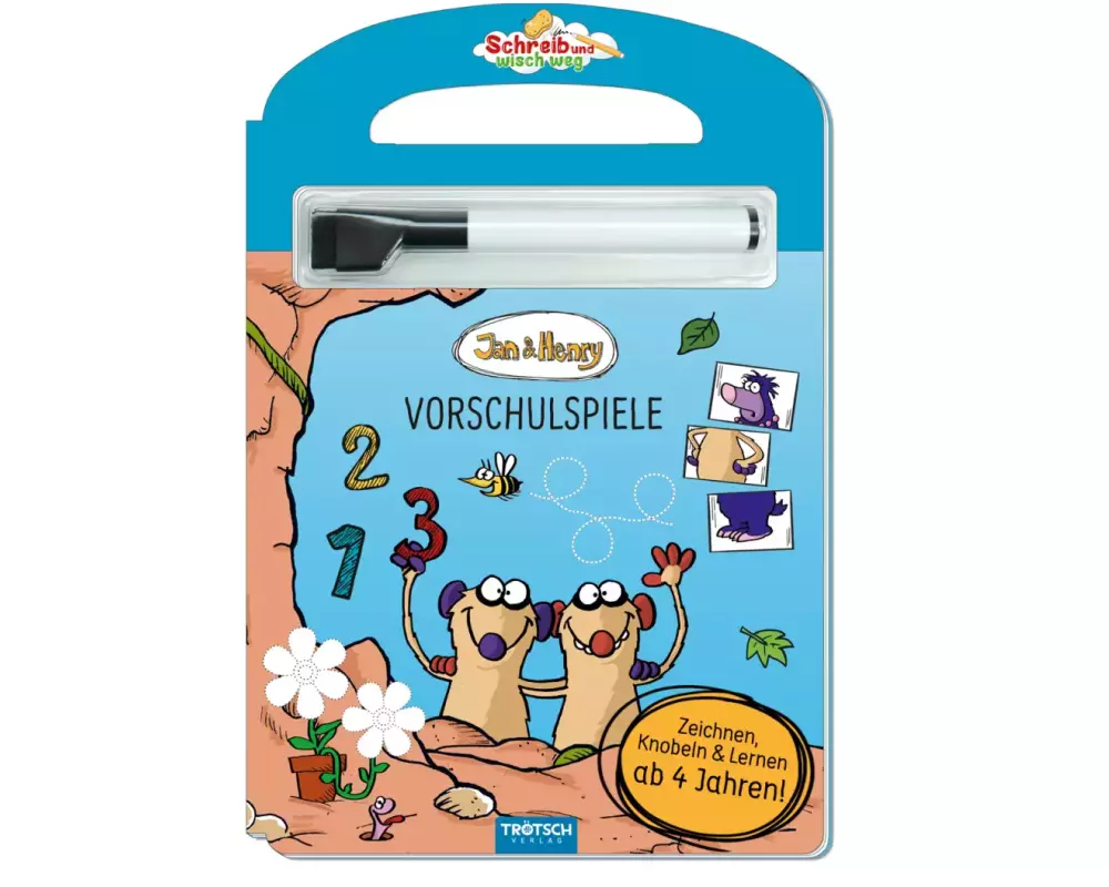 Trötsch Jan und Henry Schreib und wisch weg Pappenbuch Vorschulspiele