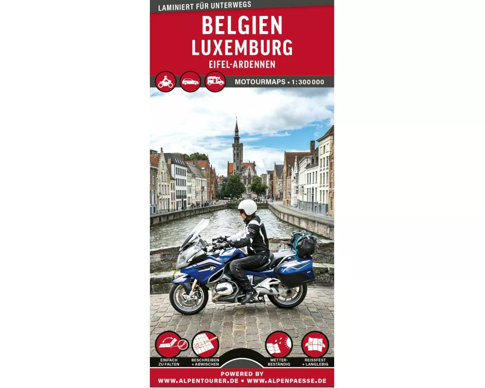 MoTourMaps Belgien - Luxemburg Auto- und Motorradkarte 1:300.000