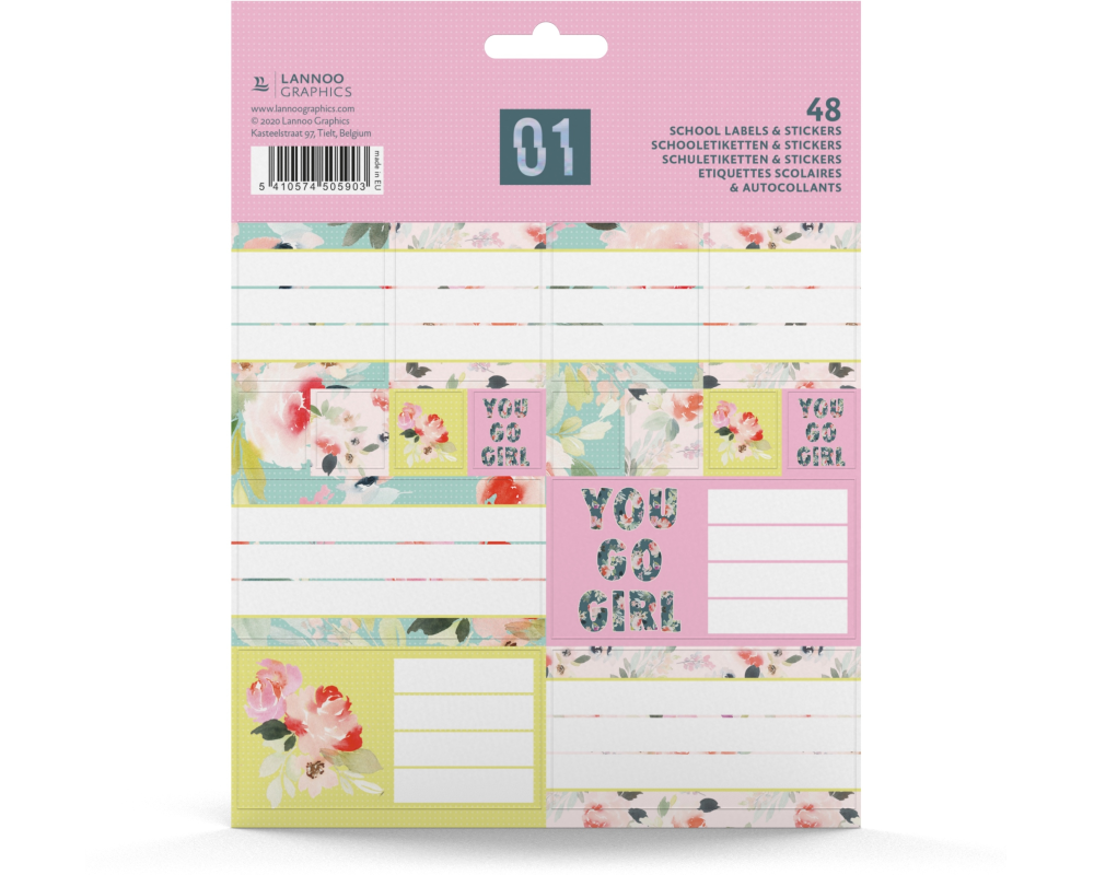 ROOST Schuletiketten Flower Sport 505903 mix 16x1x21cm