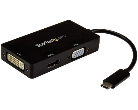 StarTech.com USB-C Multiport Video Adapterâ€¯-â€¯3-in-1â€¯USBâ€¯Type-Câ€¯Video Adapterâ€¯-â€¯USB-C to VGA, DVI,â€¯HDMIâ€¯-â€¯4K 30 Hz -â€¯CDPVGDVHDBP