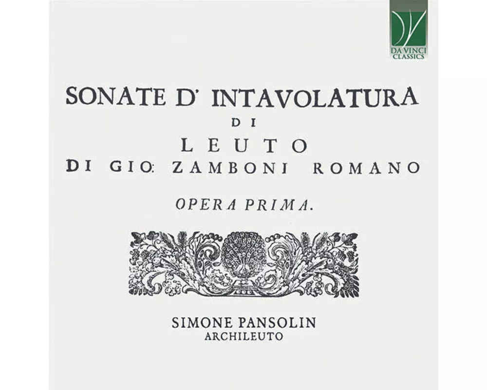 Sonate D'intavolutare Di Leuto,Opera I (1718)
