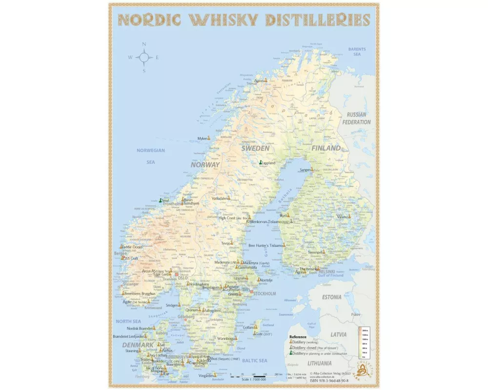 Nordic Whisky Distilleries - Tasting Map