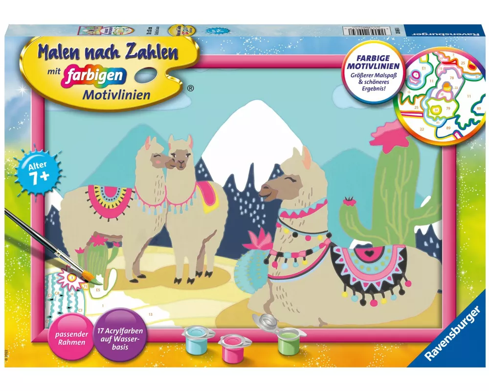 CreArt, Malen nach Zahlen Kinder - Glückliche Lamas
