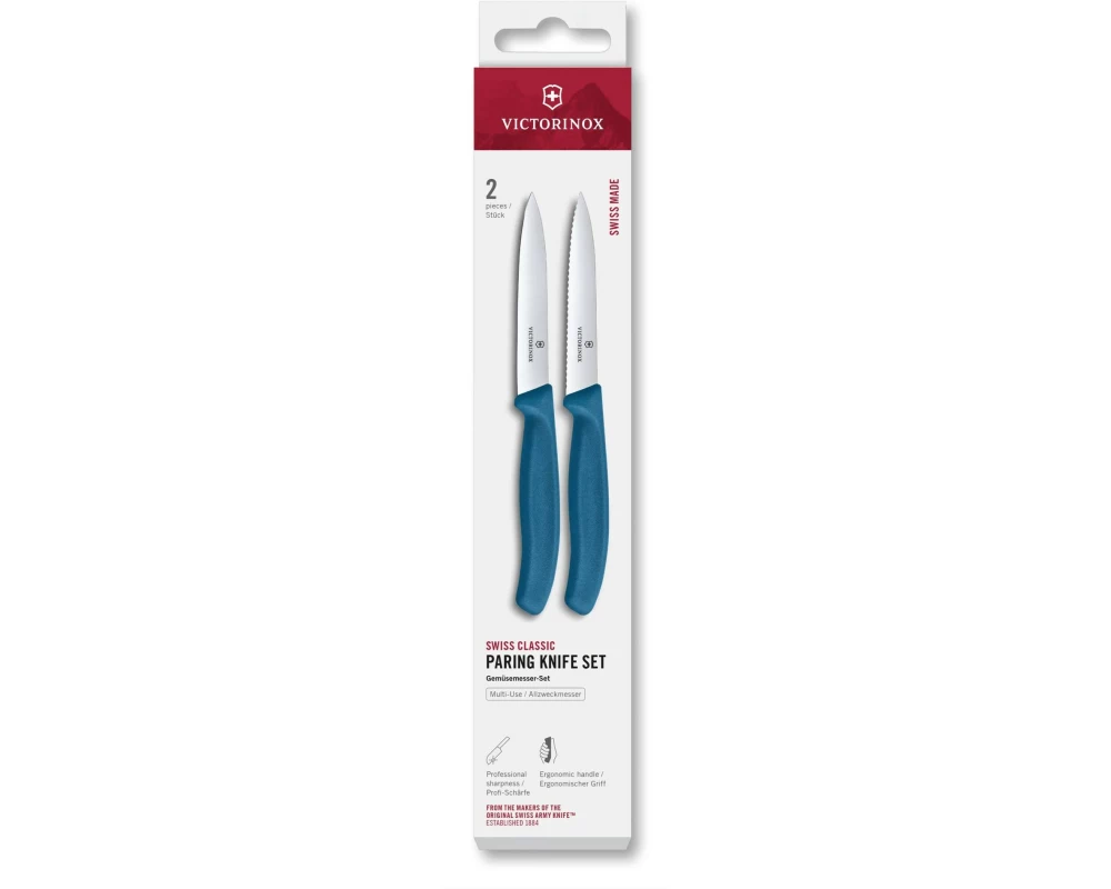 Victorinox Messer-Set Swiss Classic, 10 cm, Blau, 2 Stück