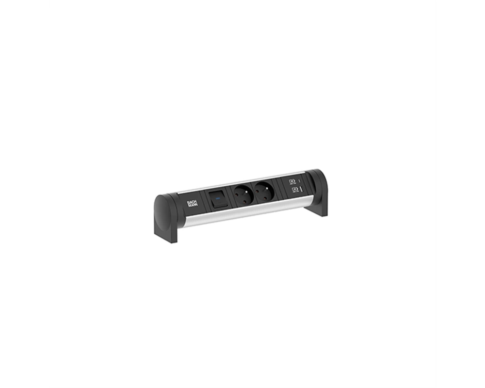 BACHMANN CYCLE Desk 2xUTE 1xSchalter 1xUSB A/C 22W 0,2m GST18