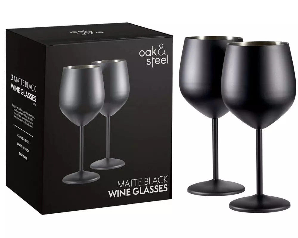 Oak & Steel Weingläser-Set 500 ml, 2 Stück, Schwarz matt