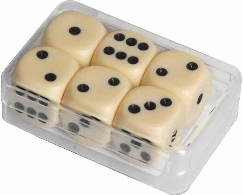 Würfel elfenbein, 6 Stück