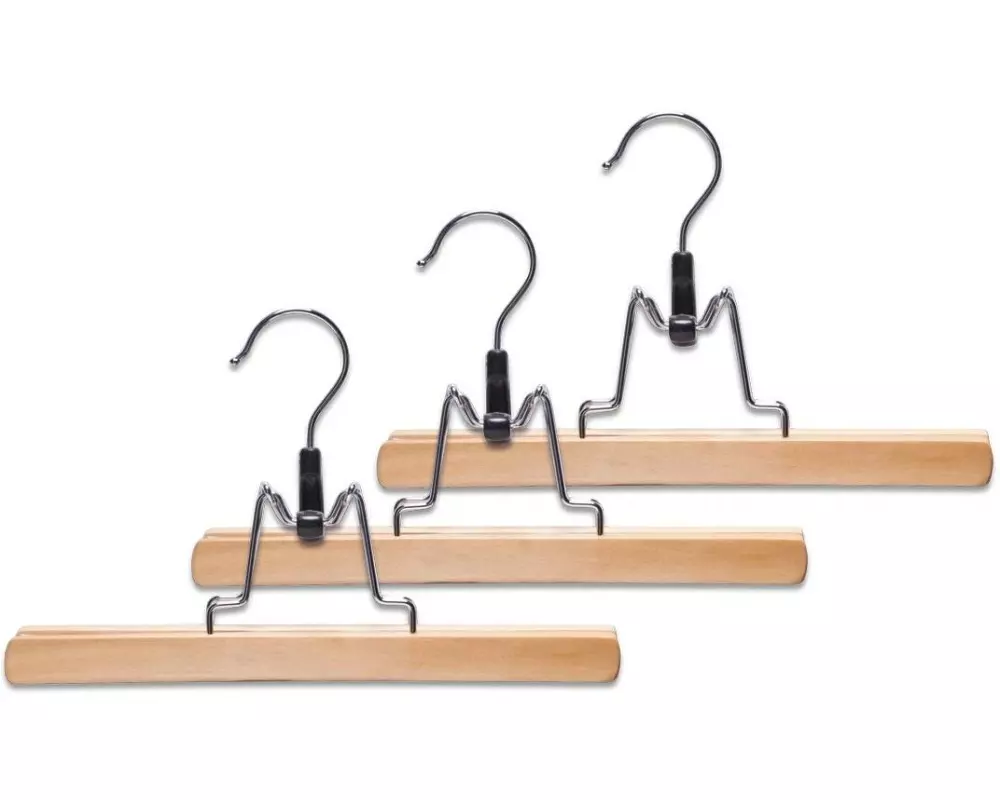 Zeller Present Hosenklemmbügel-Set, 3-tlg., Holz Braun