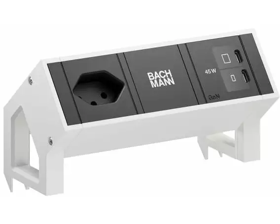 Bachmann Tischsteckdosenleiste DESK2 1xT13 1xUSB C/C 45W 0.2m RAL9010