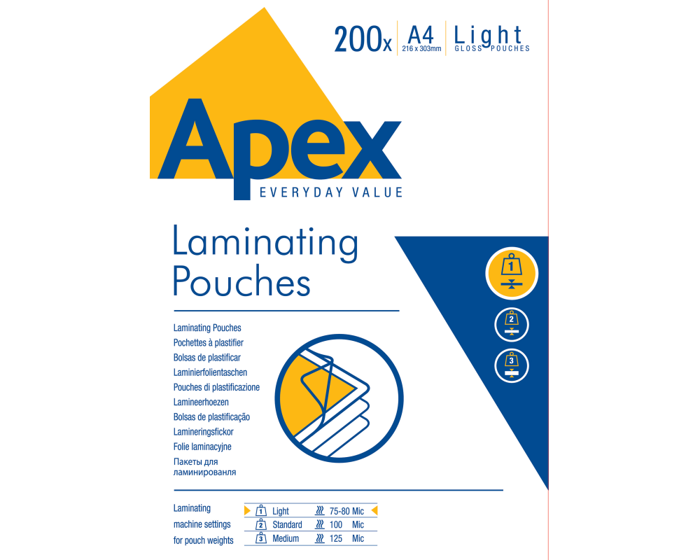 FELLOWES Laminiertasche A4 6005301 glanz, 75my 200 Stk