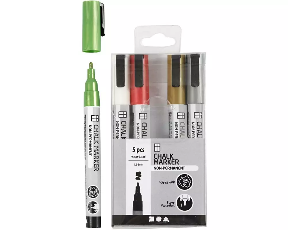 Creativ Company Kreidemarker Metallic 5 Stück, Mehrfarbig