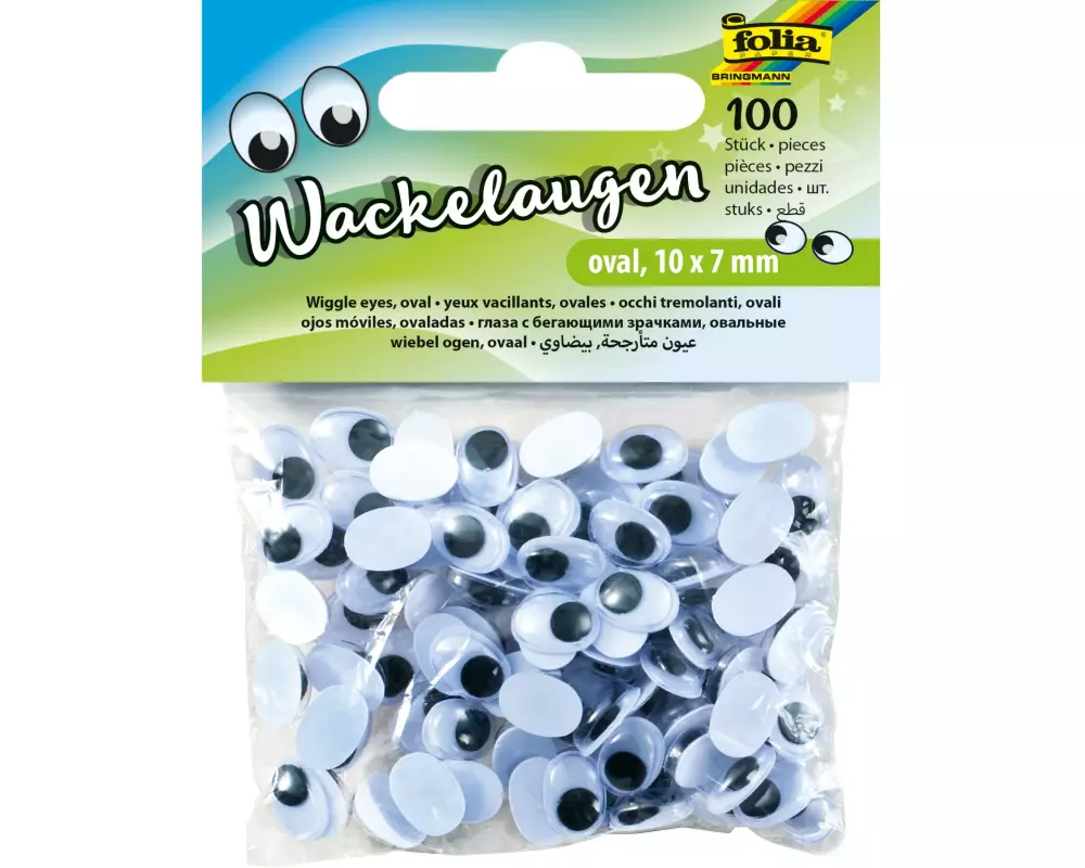 Folia Wackelaugen OVAL, 10 x 7 mm weiss oval 10 x 7 mm 100 Stück