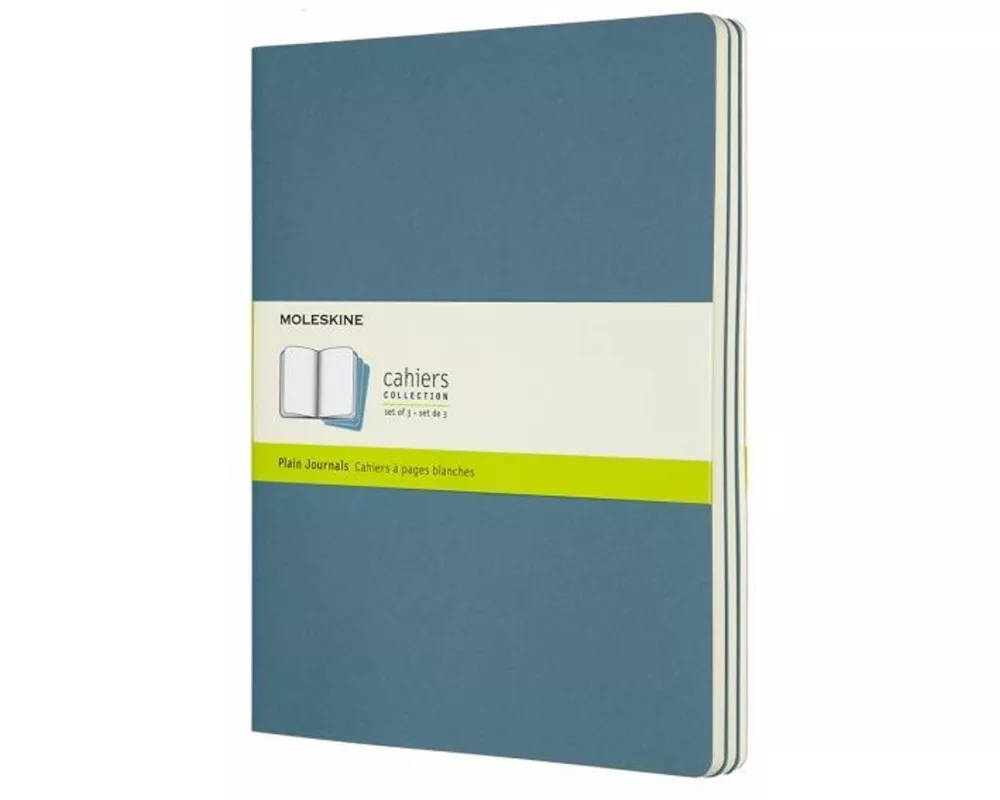 Moleskine Journals - Cahier XL, Set of 3 PCS, Plain, Cardboard Cover, Brisk Blue