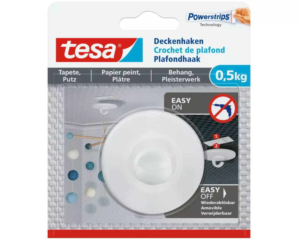 tesa Deckenhaken für Tapete & Putz 0.5 kg